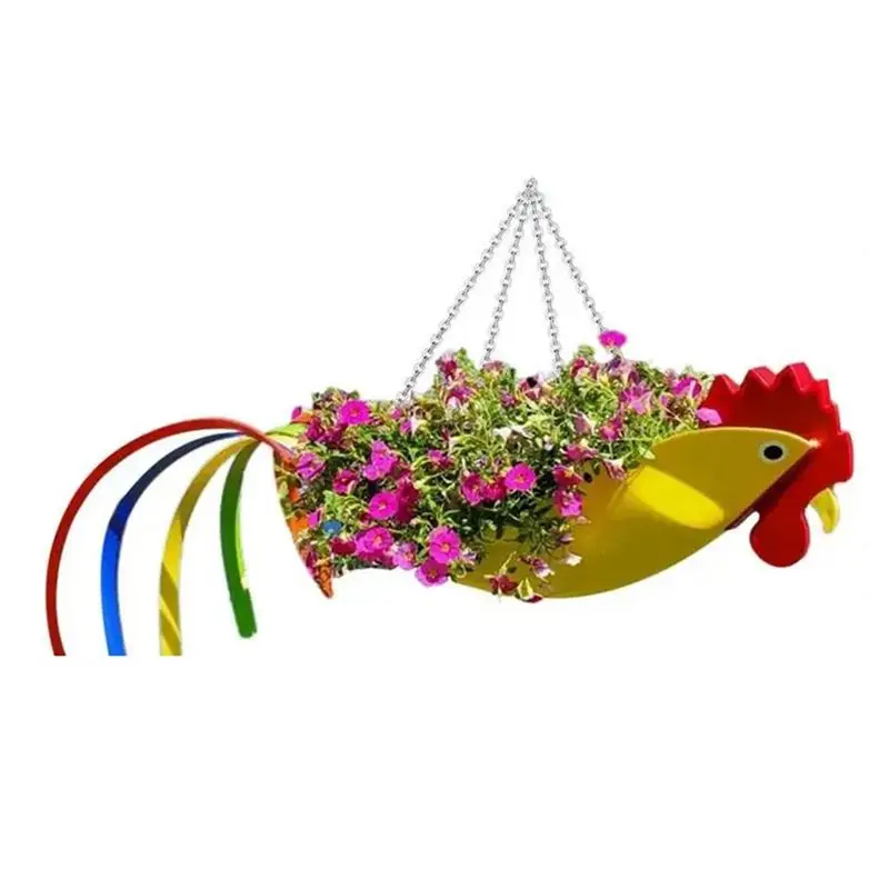 A27F-Metal Flower Pot Exquisite Shape Colorful Flower Pot Hanging Planter Garden Decorative Flower Pots