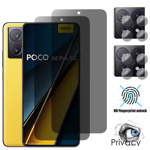 4IN1 Private Tempered Glass For Xiaomi Poco X6 Pro X5 X3 NFC X4 GT Anti Spy Screen Protector For Poco F6 F5 F4 F3 Pro M5S M3 M4
