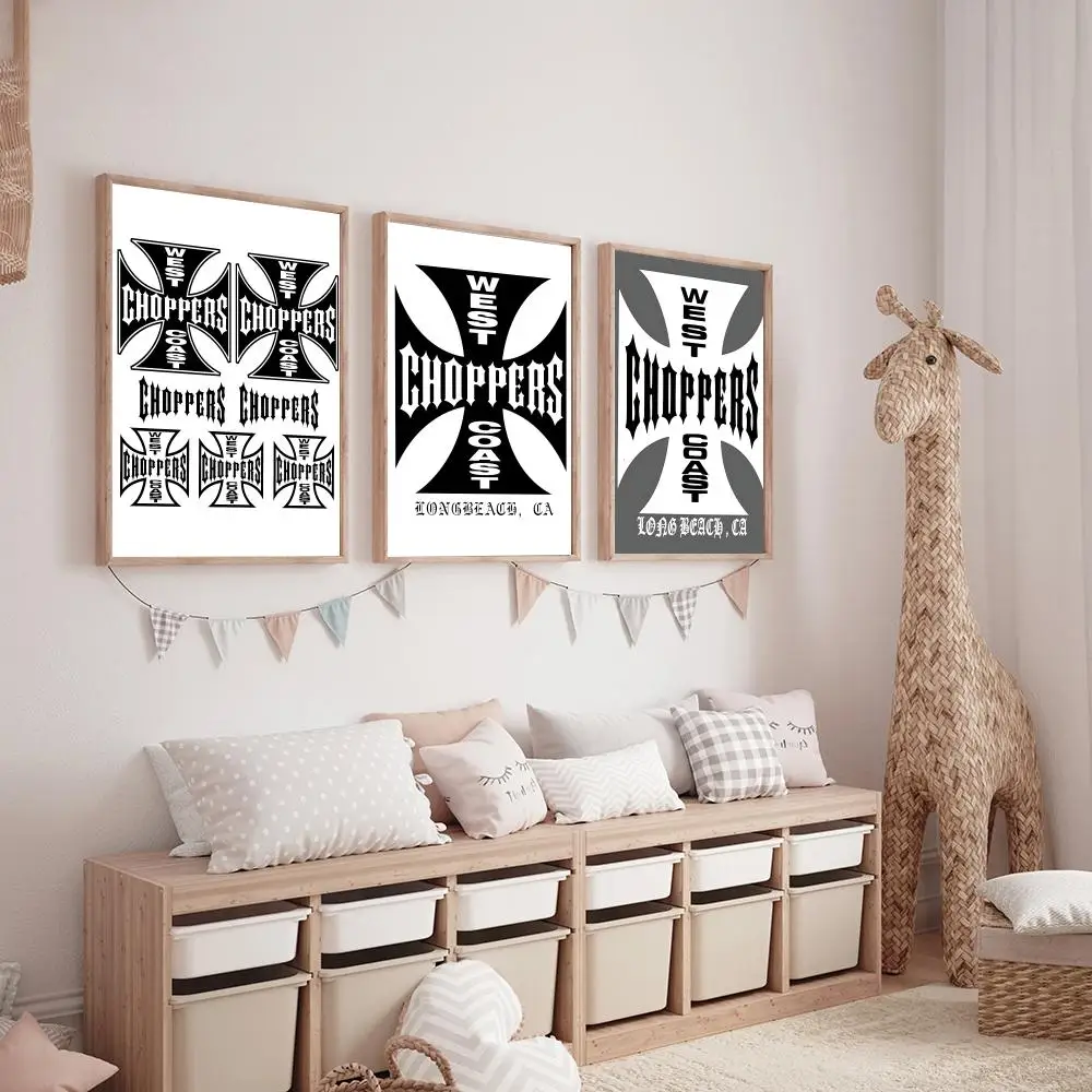 W-West Coast C-Choppers Painting Calligraphy HD Canvas Poster living room bedroom bar aesthetic decoration