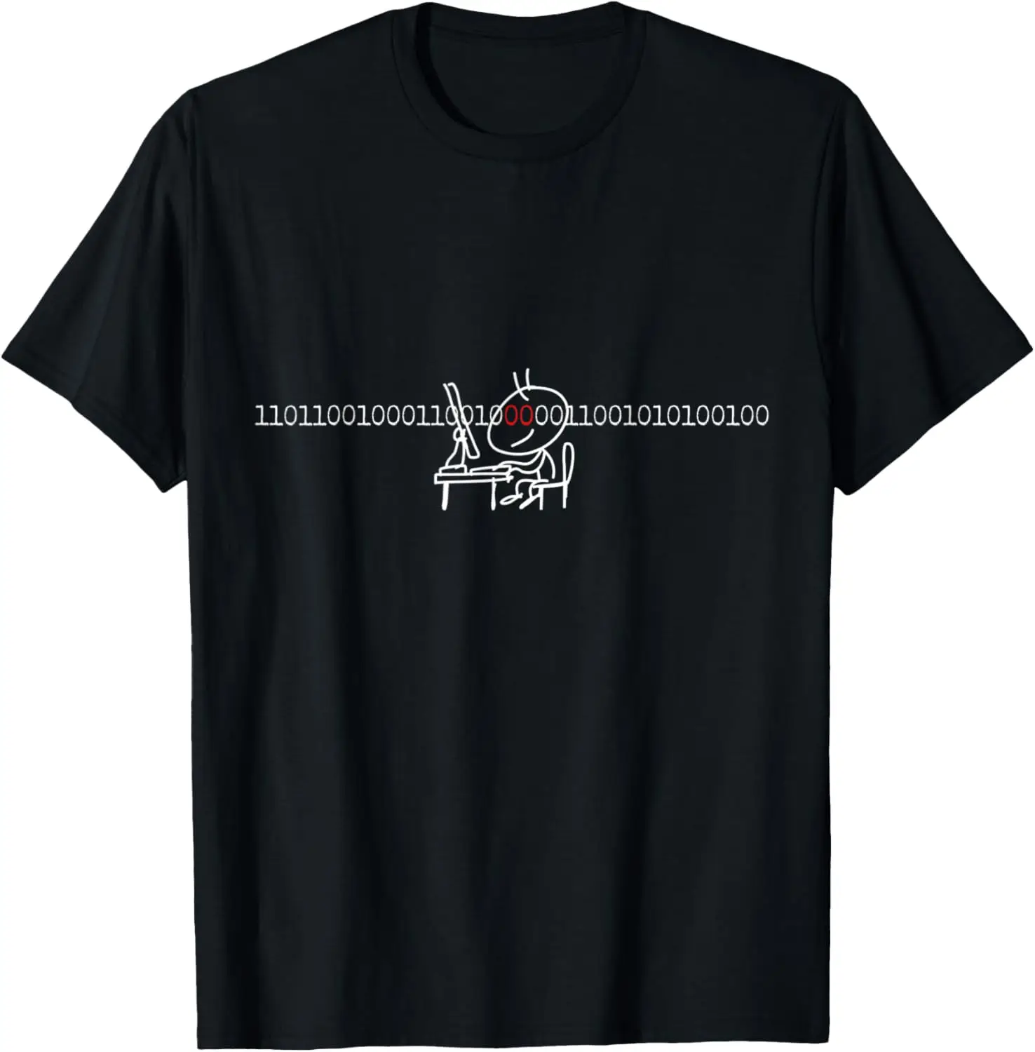 

Programmer Graphic with Red Binary Eyes - Computer T-Shirt