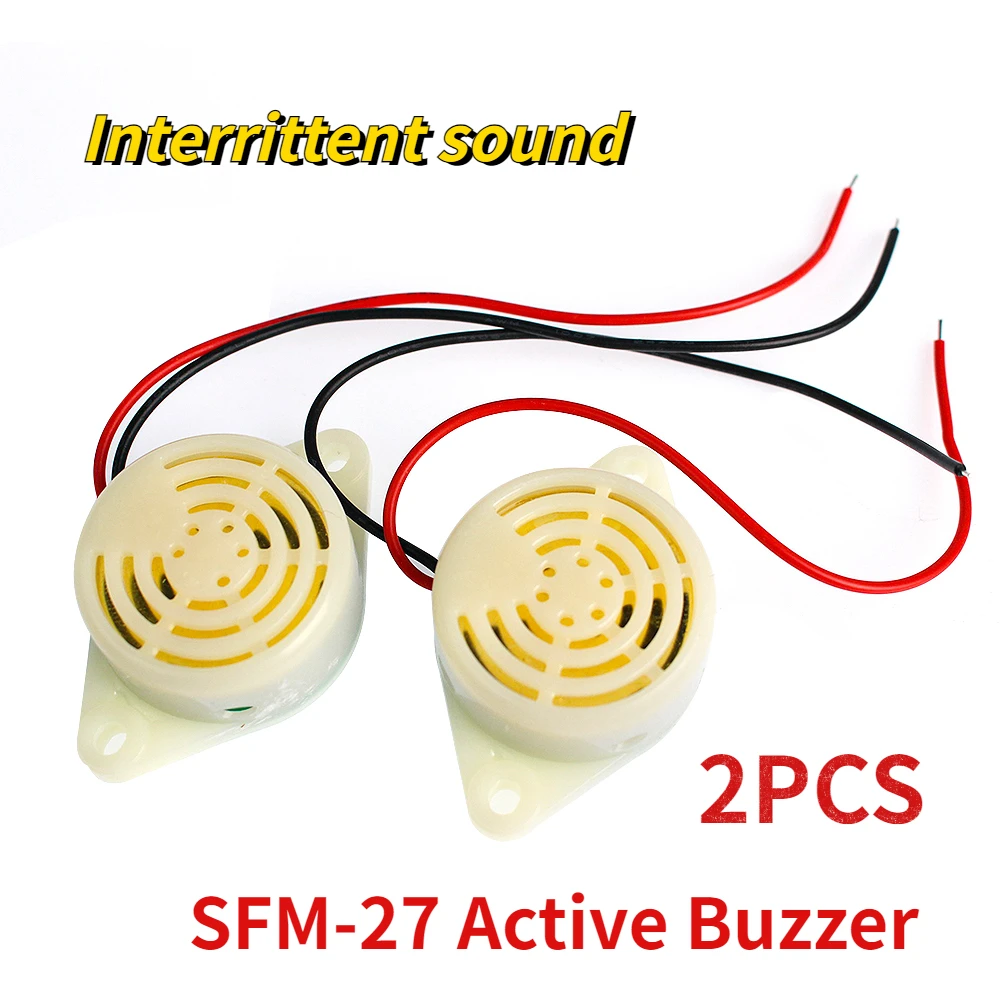 2PCS SFM-27 Active Buzzer High-decibel DC 3-24V 12V 95DB Electronic Buzzers Beep Alarm Intermittent for Arduino