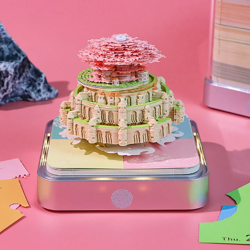 Castle In The Air Schreibtischkalender mit LED-Leuchten 2025, Kalender, Notizblock, kreativer Tischkalender, DIY-Notizen, Notizblock, 3D-Kunstkalender