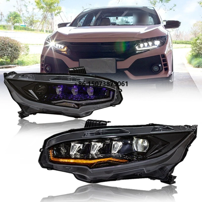 Front Headlight Car Light Lamp Assembly for  2016-2021 10 Gen (FK)  Rotate Lens  Headlamp
