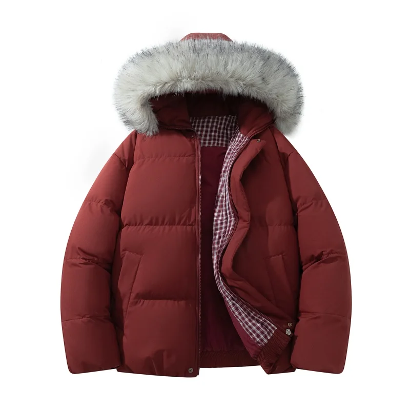 سترات شتوية بقلنسوة من الفرو للرجال سترات رجالية مقاومة للرياح والثلج سترات نسائية بلون سادة معاطف سترة بقلنسوة ملابس خارجية للزوجين الأمريكيين