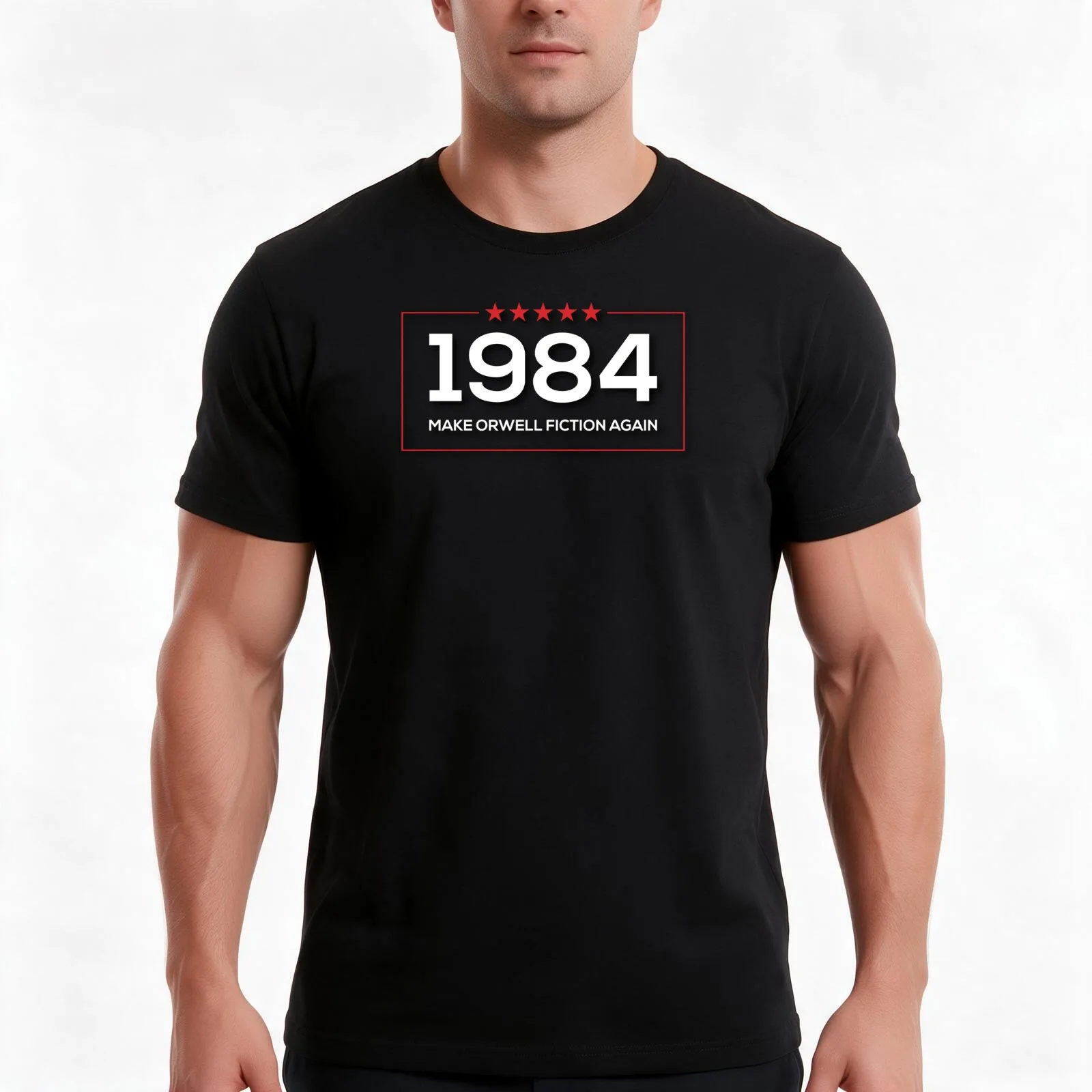 1984 Make Orwell Fiction Again T-Shirt, Summer Casual Cotton Tee, Oversized Streetwear Tops, Vintage Graphic Print, 100% Cotton