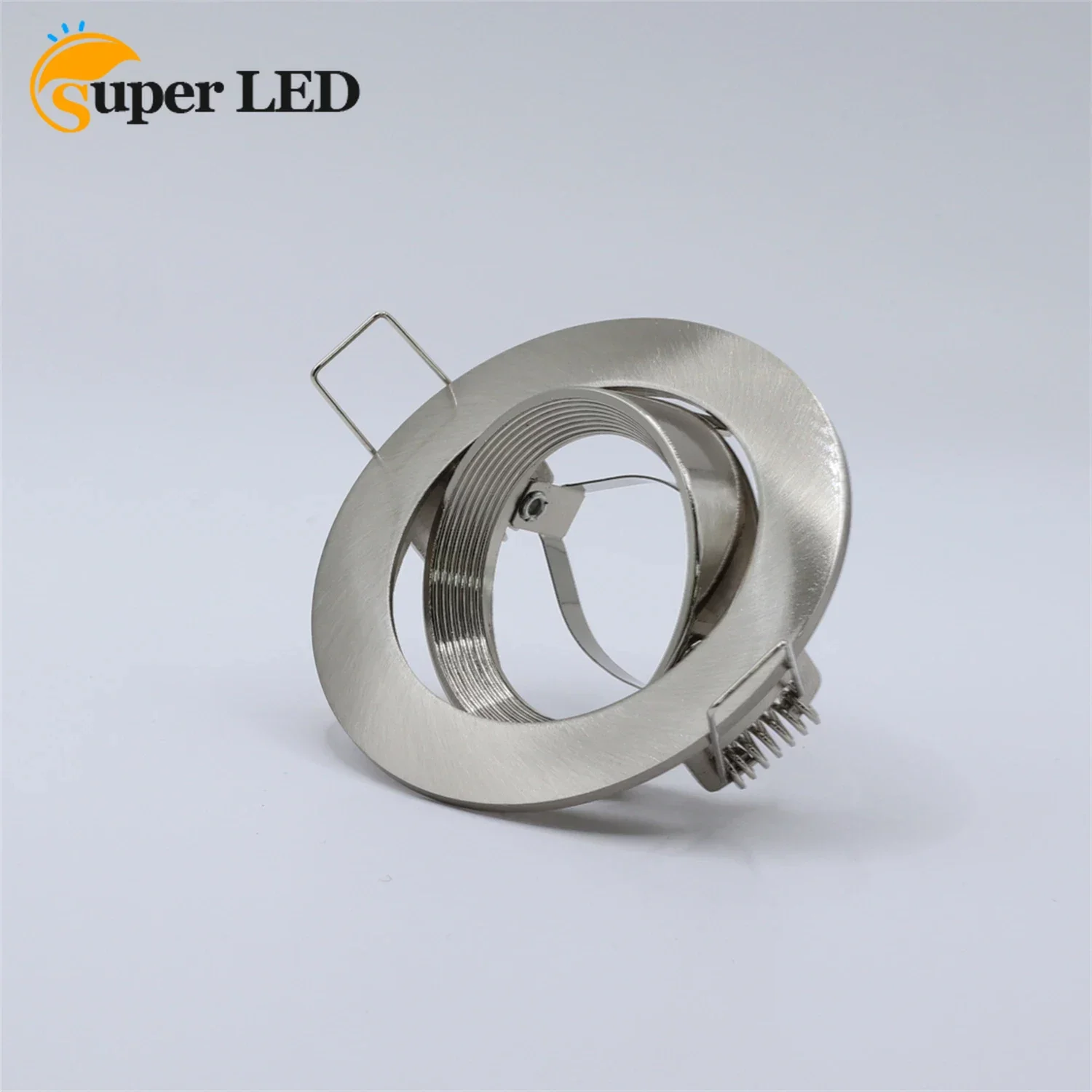 

Round Satin Nickel Recessed Ceiling Downlight Holder Dia85mm Zinc Alloy Adjustable Housing Frame for GU10 MR16 E27 Bulb