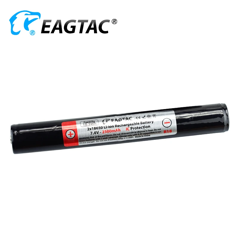 EAGTAC 2x18650 7,4 V 2500 mAh(R18) 2600 mAh(R19) 3100 mAh(R22) 3400 mAh(R25) Paquete de batería de iones de litio protegida con botón superior GX25L2 GX30L2R
