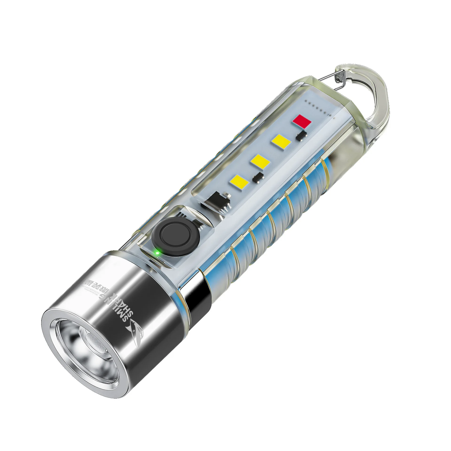 New LED Mini Strong Light Rechargeable Flashlight Ultra-Bright Multi-Function Keychain Outdoor Warning Home