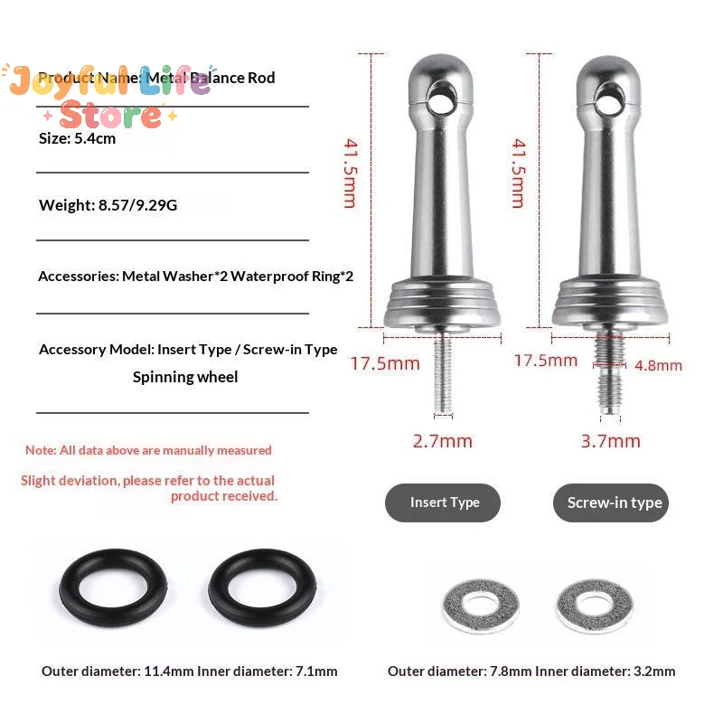 Fishing Wheel Balance Rod Universal Aluminum Fishing Reel Balancers Insertion In/Screw In Stand With Gasket Rubber Rings