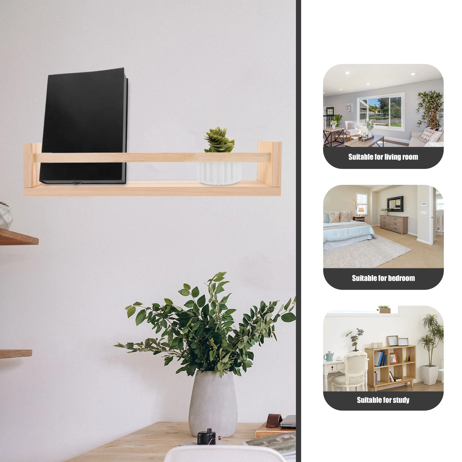 

Creative Wooden Wall Shelf Wall Mounted Rack for Bathroom Entryway Storage Photo Frame Book Display Organizer