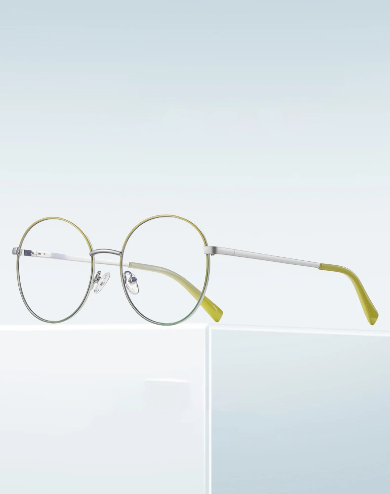 JMISUS Women Retro Round Prescription Eyeglasses High-quality Metal Blue Light Blocking Photochromic Grey Optical Eyewear