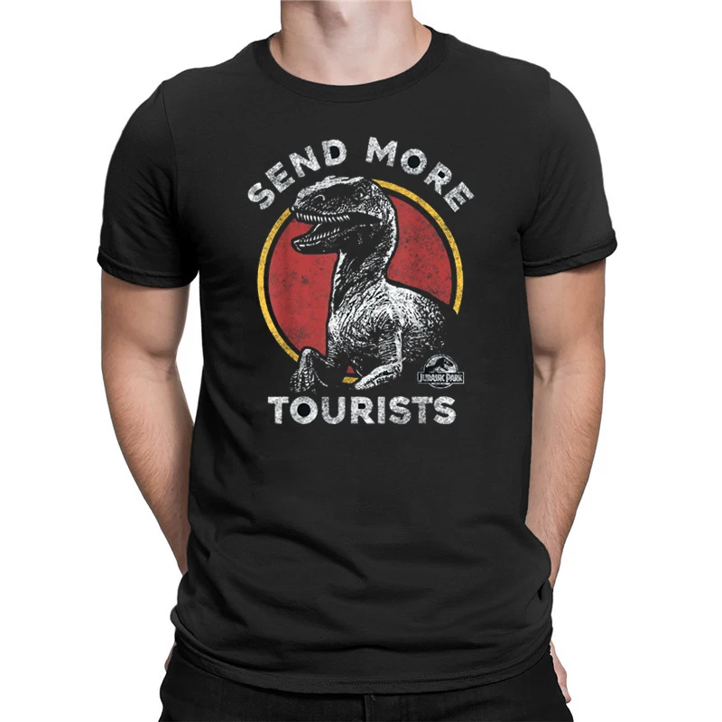 Jurassic Park Send More Tourists Raptor Graphic T-Shirt Men Women Summer Short-sleev Breathable Graphic Tee Classic Vintage Tops