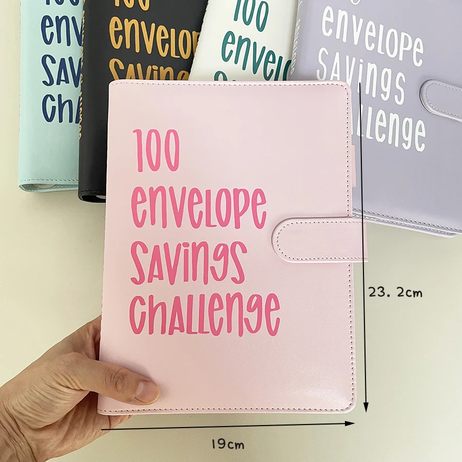 SKYSONIC Newest A5 PU Binder Collect Book Set,25 Sheets 100 Pockets Number Sleeves,100 Envelope Saving Challenge Book Organizer