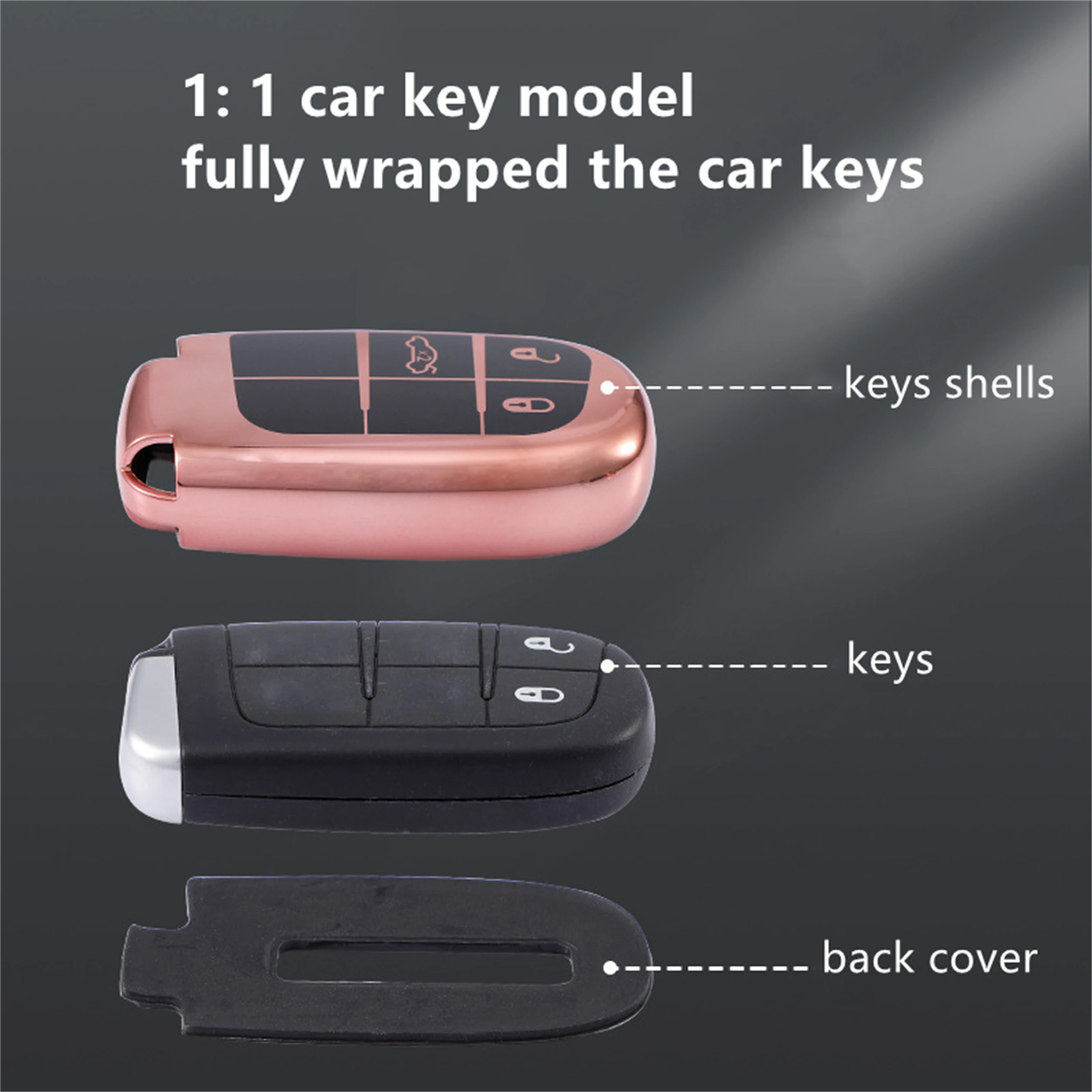 Kompatybilny dla jeepa 3-Key Free Knight Car Key Shells Soft TPU Keycase nadaje się do przewodnika