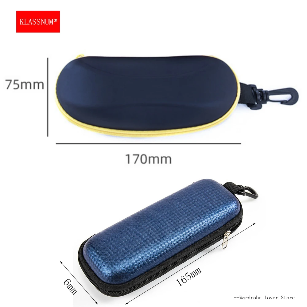KLASSNUM Hard Glasses Case Man Sports Rigid Sunglasses Cover Portable Travel Eyeglasses Cases with Plastic Hook for Men Women