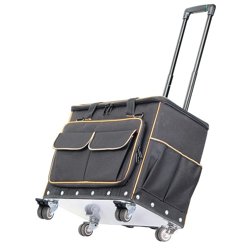 

Tie rod tool case, with wheel wear-resistant large stainless steel bottom, strong and durable tool case.