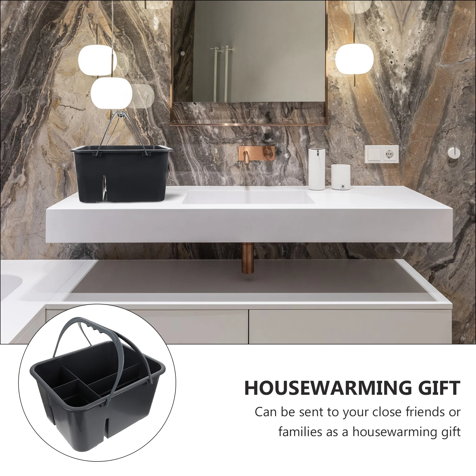 

1Pcs Cleaning Basket 4-Compartment Bathroom Storage Organizer Handheld Utility Bucket for Toilet Home Essentials