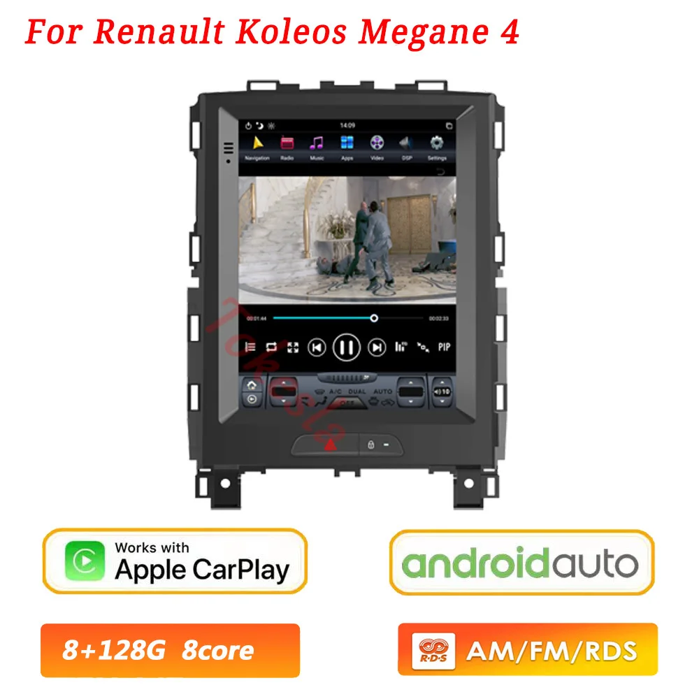 Tokesla-reproductor Multimedia de Dvd para coche, Radio estéreo con pantalla táctil Tesla, Android, 2 Din, Carplay, 4G, para Renault Koleos Megane 4