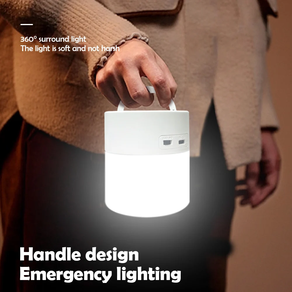 Multi-function Baby Portable Night Light USB Rechargeable Adjustable Brightness Bedroom Bedside Lamp Emergency Light With Handle