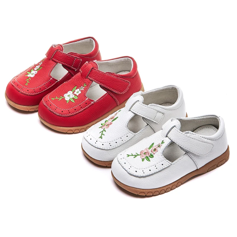 Toddler Girls Dress Shoes Little Kids T-strap flower decor Flats