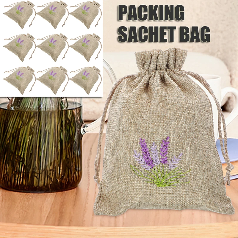 

10 Pcs Sachet Bag Empty Shopping Lavender Sachets for Drawers and Closets Linen Drawstring Bags Reusable Packing Linen Shopping