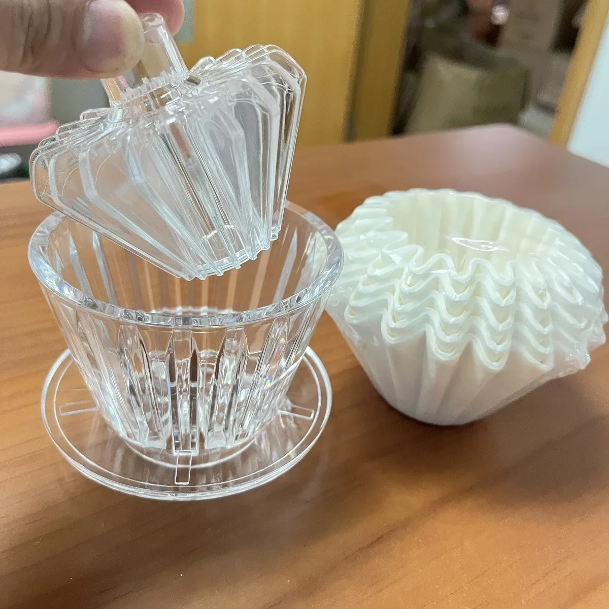Cone Coffee Paper Filter Presser Assistant for Paragon T1 Filter Cup, Hot Water Stamping Tool Filter Paper Shape Retainer