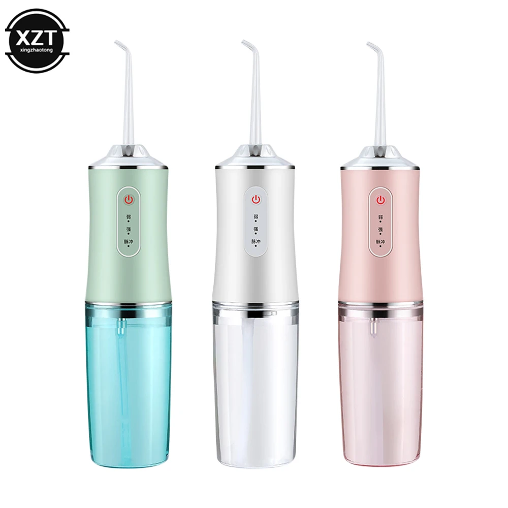 Portable Electric Flosser USB Rechargeable Oral Rinse Strong Water Pressure Tooth Cleaner 220ml Waterproof Tooth Scaler