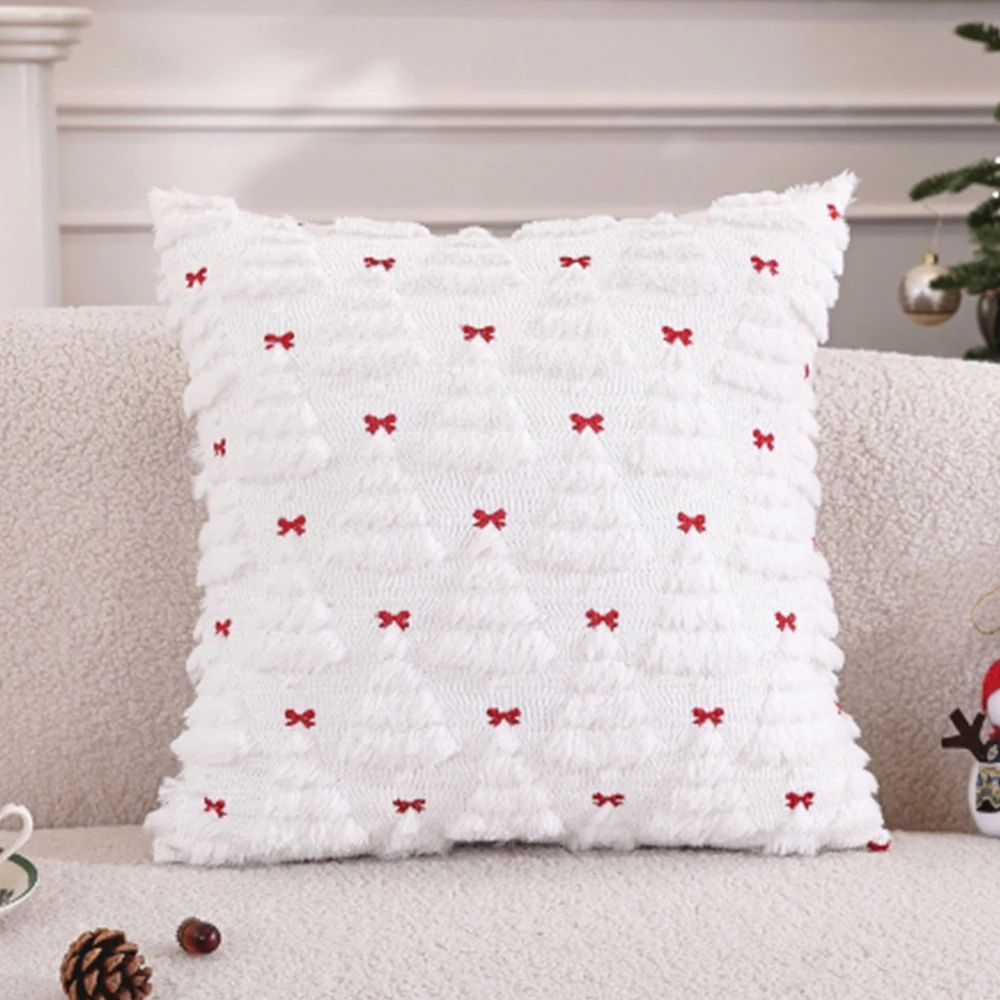 Árvore de natal capas de almofada 18x18 arco verde lance capas de almofada coquette decoração fronha macia pele do falso decoração de natal