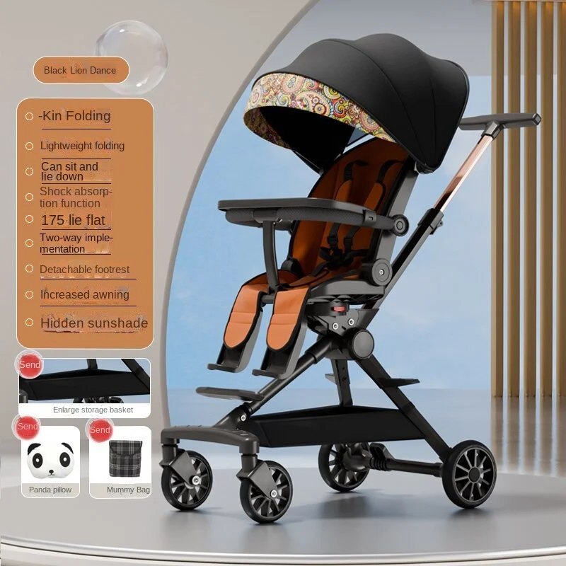 High Landscape Two-Way Baby Stroller, pode sentar ou deitar-se, leve, fácil de transportar, protetor solar, roda antiderrapante, absorção de choque