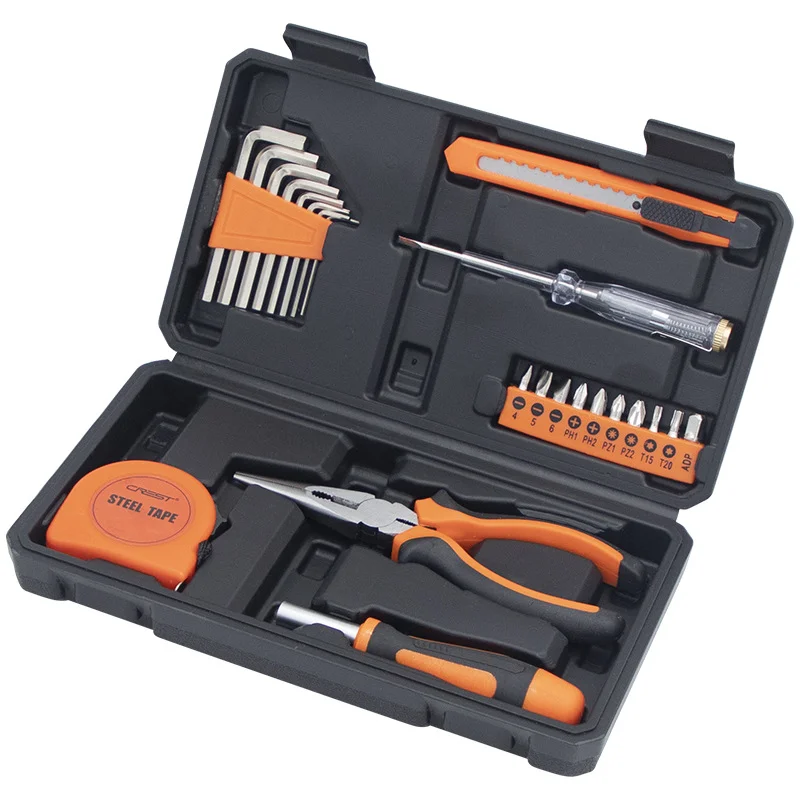 23-piece/7 Types Portable Home Tool Set Household Multi-function Screwdriver Hardware Combination Toolbox Home Repair Box