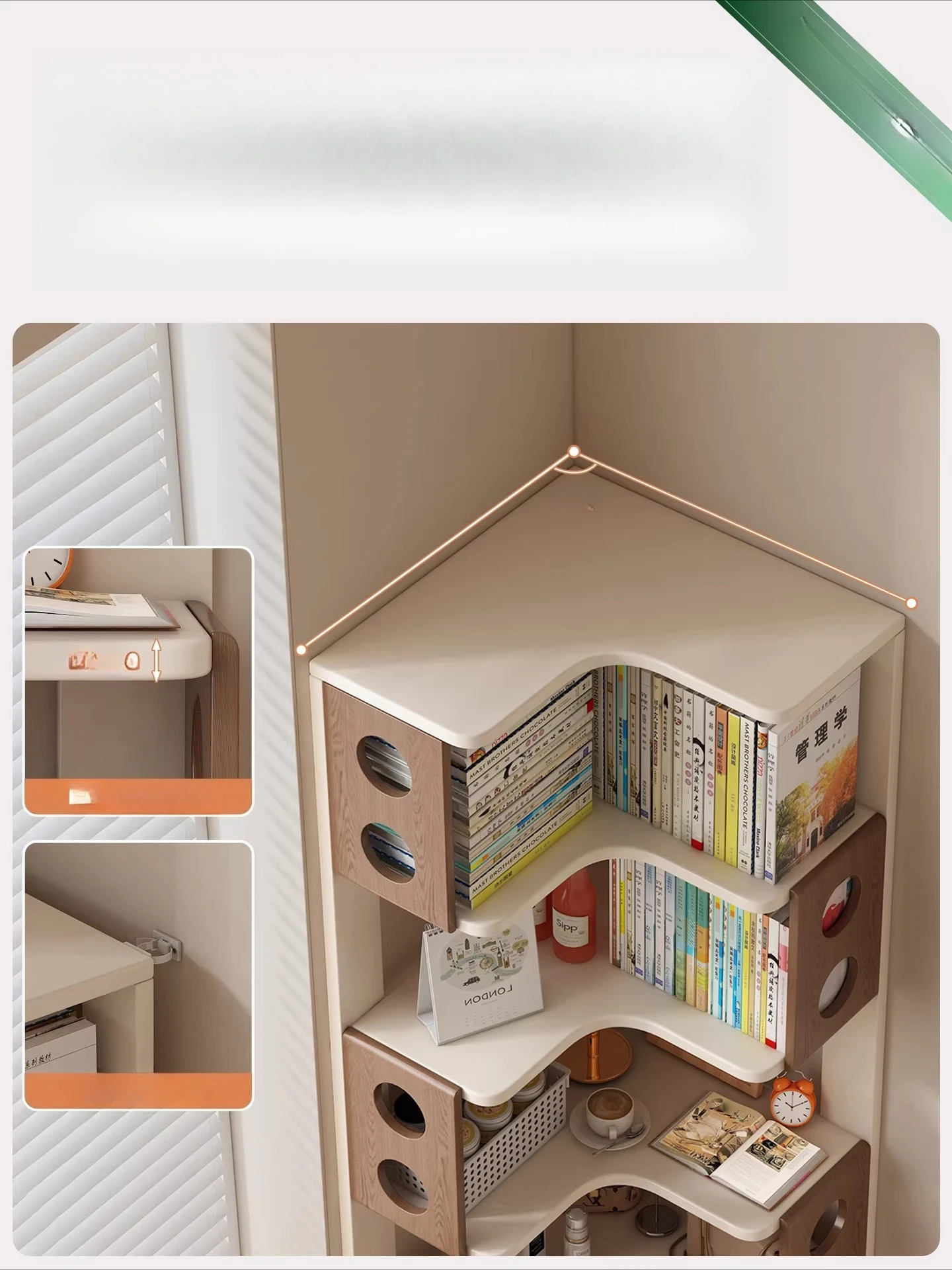 Kitchen corner rack against the wall Multi-layer storage rack Solid wood corner cabinet Cup cabinet Restaurant wine cabinet