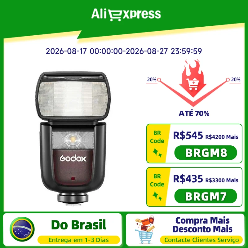 【 Do Brasil 】 Godox V860III TTL HSS 2.4G V1C V1N V1S Câmera Flash Light Speedlight para DSLR Sem Espelho Mirrorless Camera Sony ZVE10 A7IV A7III A7RV Canon 5DIV 6DII 90D R6 R7 R6II Nikon Z6II Z6 D780 Z5 V860 III