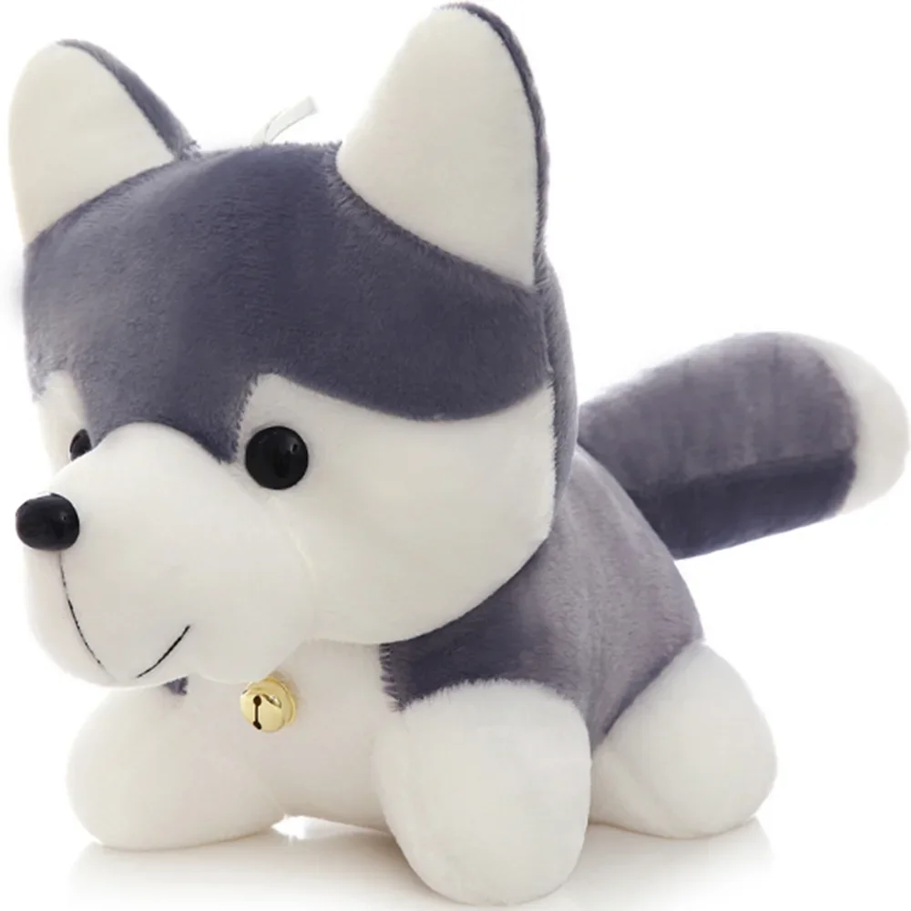 25CM Simulation Husky Doll Plush Toy Cute Bell Pillow Afraid Afraid Dog Doll Festival Gift Child Birthday Christmas Gift