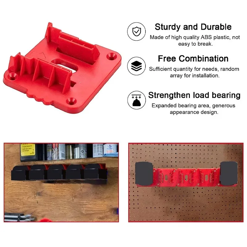 Brand new 1/2/5 PCS wall mounted battery holder storage rack for Milwaukee 14.4V 18V lithium ion for workbench display rack