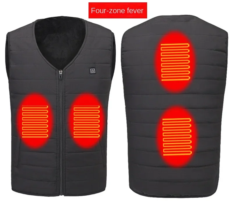 

4 Area Heated Vest Heated Jacket Winter Vest Body Warmer Men's Heating Vest USB Electric Washable Thermal Clothing for Cycling