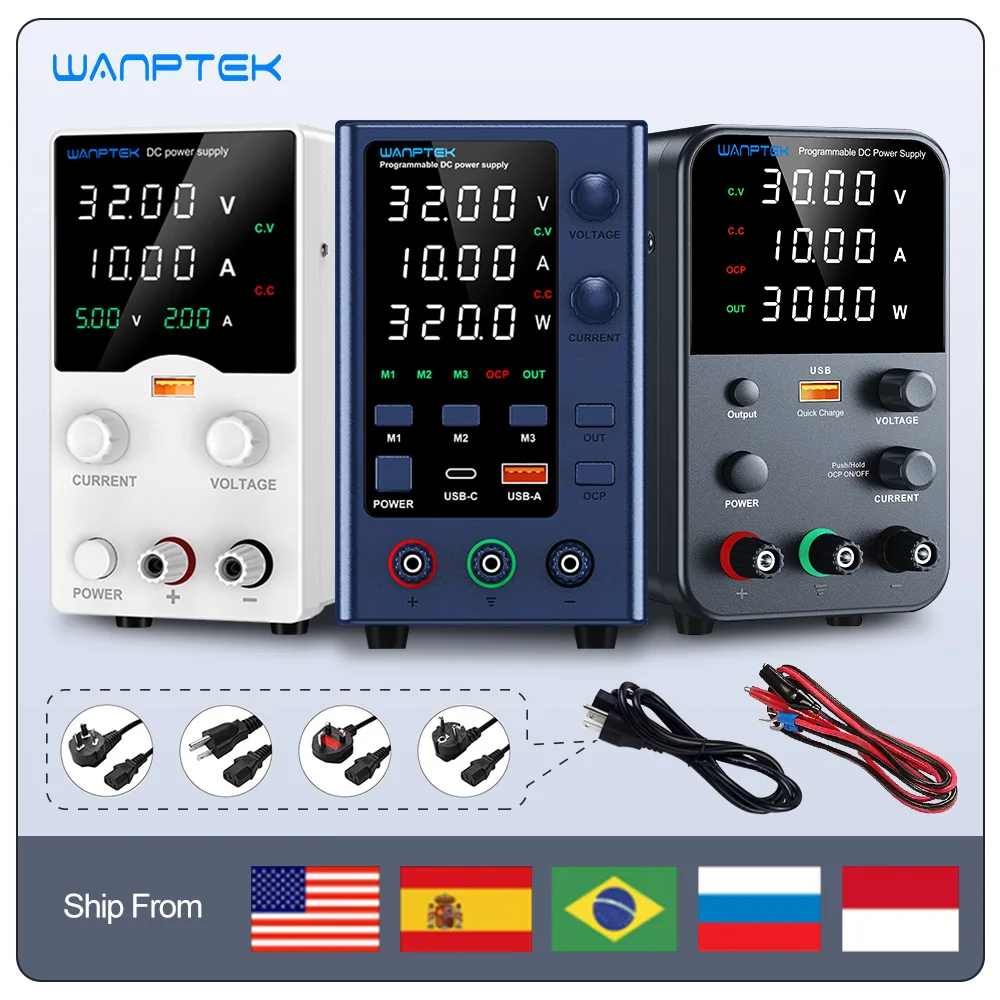 

Wanptek DC Lab Power Supply 30V 60V 120V Adjustable Voltage Regulator Preset Voltage Current Dual Input Voltage 220V/110V