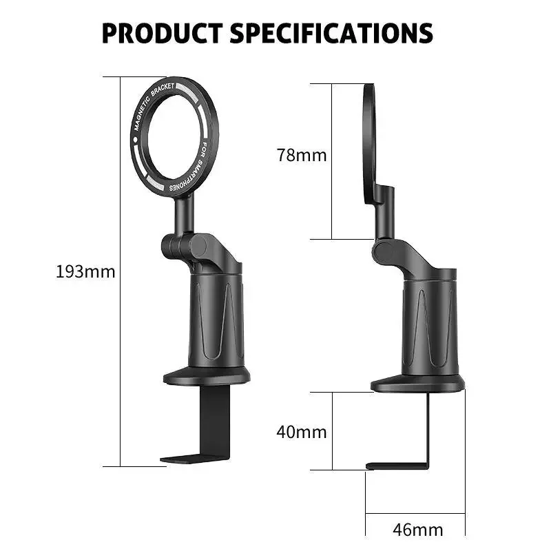 Складной магнитный держатель телефона для Magsafe, вращающееся магнитное крепление, многофункциональный дорожный зажим, настольный кронштейн для ленивой подставки