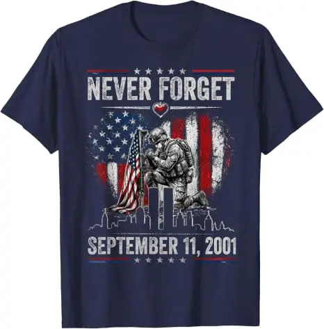 Vergiss den 11. September 2001 nie – Gedenktag T-Shirt mit amerikanischer Flagge, Y2k Herrenmode, patriotisches Grafik-T-Shirt mit Spruch, weiche Baumwolle – Detail 16