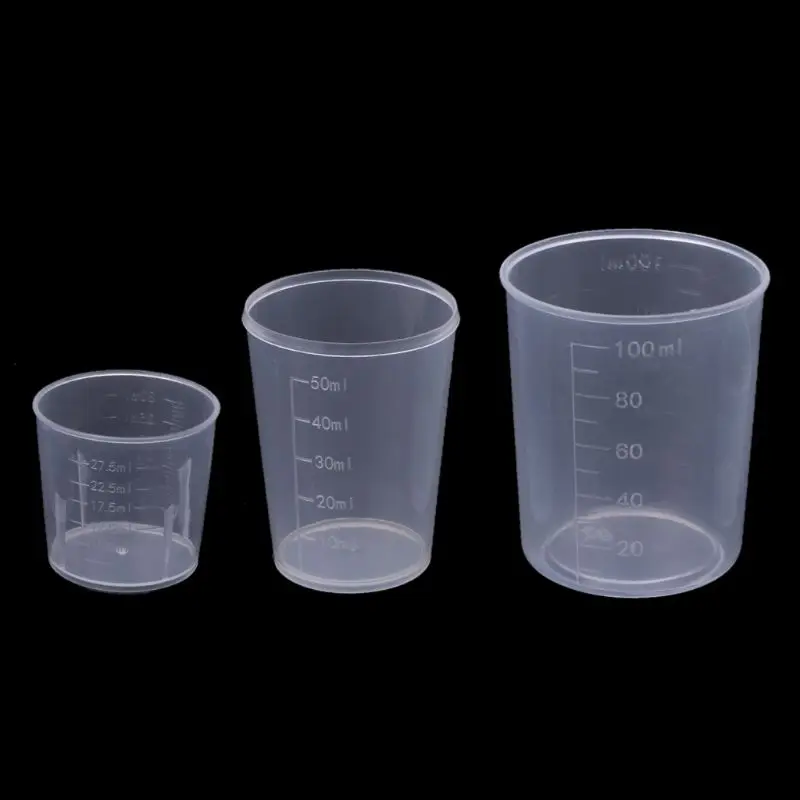 3Pcs Multipurpose Measuring Cups Epoxy Mixing Cups Liquid Container Cups in 30 50 100ML for Paint Slime Soap Making