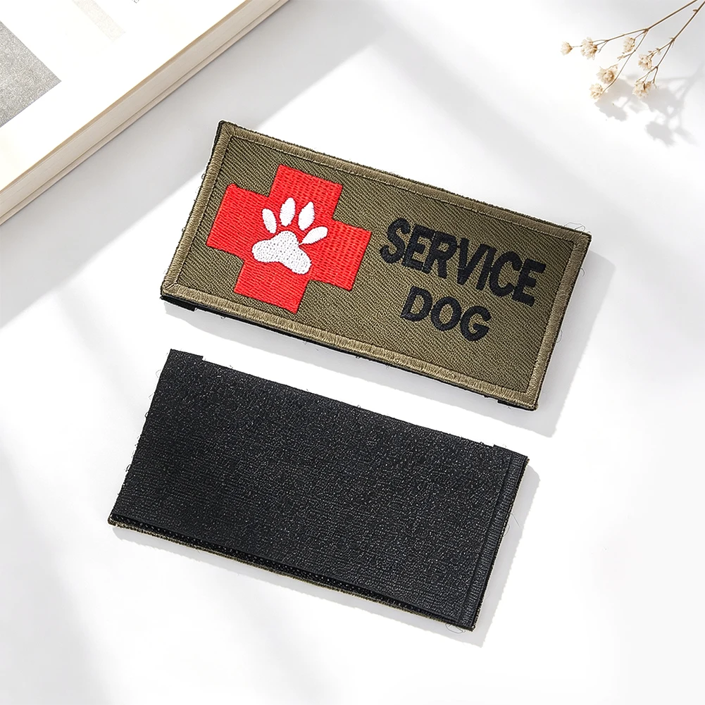 Service Dog Embroidered Hook Loop Patch Tactical K9 Medical Cross Paw Badge For Vest Harness Cap Jacket Canine Uniform Military