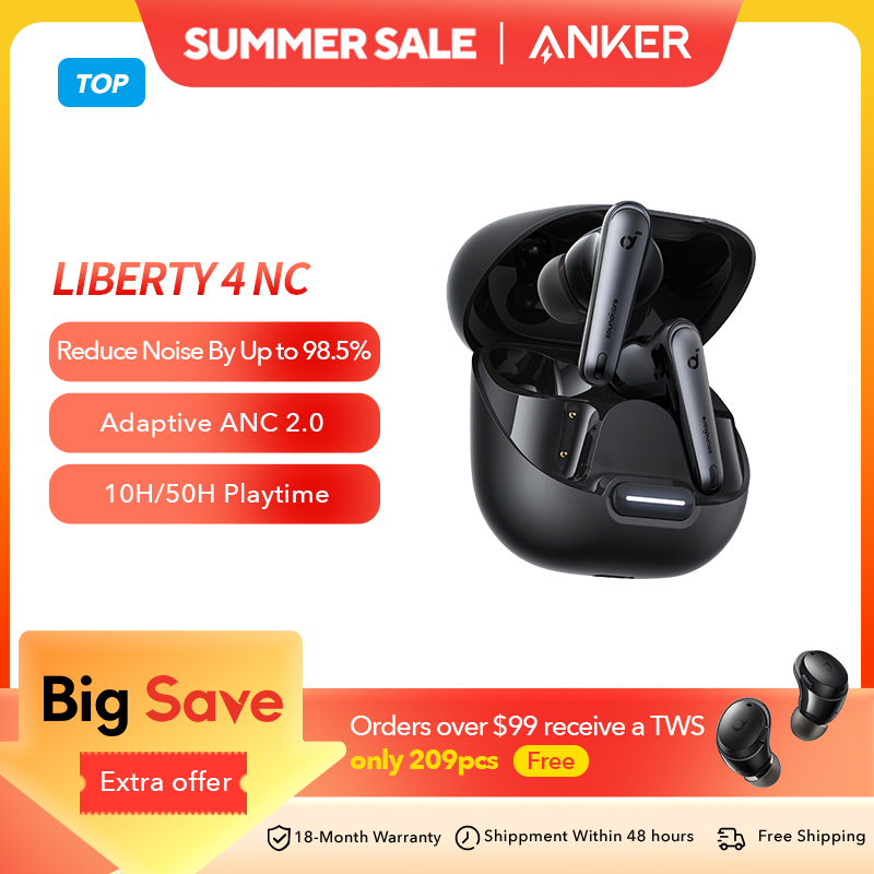 Soundcore by Anker Liberty 4 NC Wireless Noise Cancelling Earbuds Earphone Wireless Bluetooth Headphones TWS Wireless Earphones