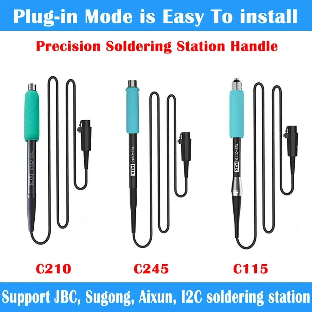 I2C C115 C210 C245 Soldering Iron Tips Cartridges Compatible for AIXUN/I2C/JBC/XSoldering/JABE UD-1200 Soldering Station Handle