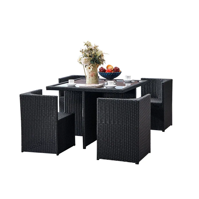 

Outdoor table and chair combination can be stored rattan kit leisure courtyard balcony rattan table and chair
