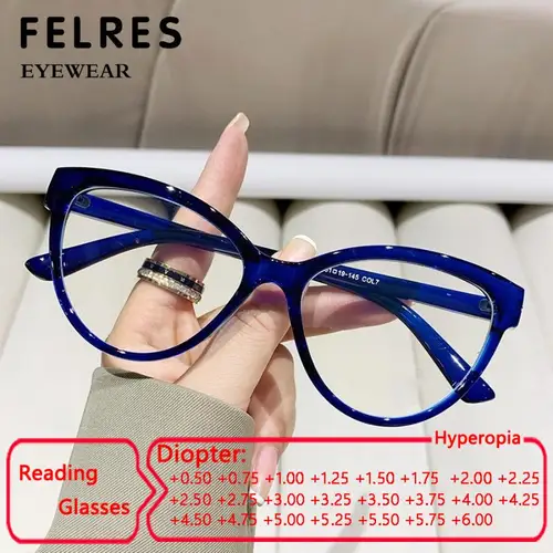 Gafas de lectura tipo ojo de gato con luz azul para mujer, anteojos ópticos ultraligeros de lujo con filtro para ordenador, marca de lujo