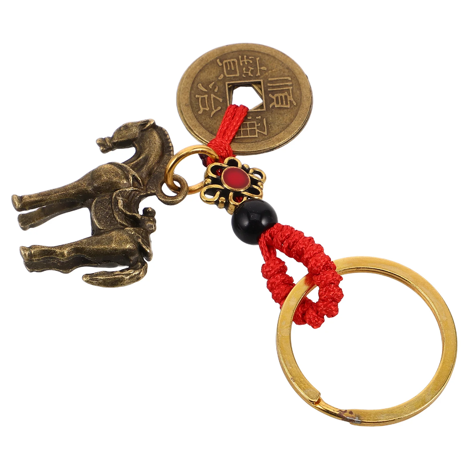 

Feng Shui Lucky Brass Car Pendant Chinese Keychain Zodiac Rearview Mirror Hanging Accessories Wealth