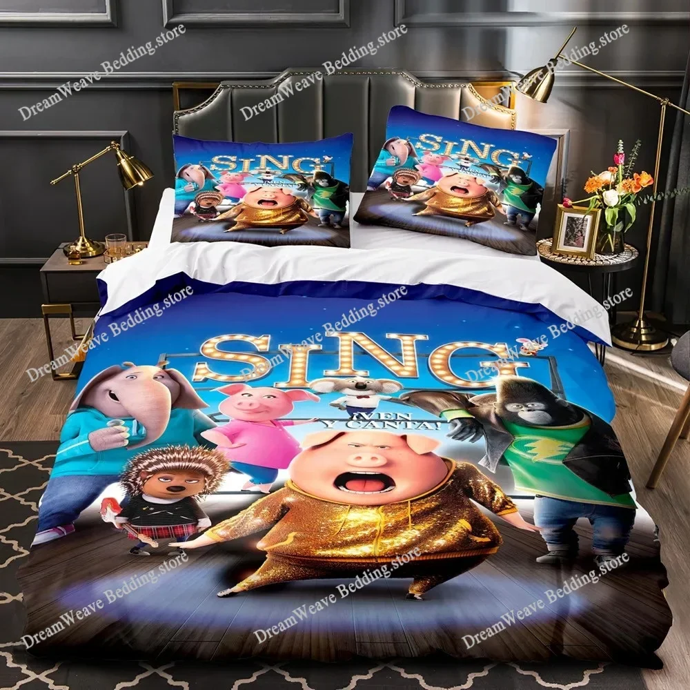 New Sing 2 Bedding Set Single Twin Full Queen King Size Bed Set Adult Kid Bedroom Duvet Cover Sets 3D Print Game Anime741