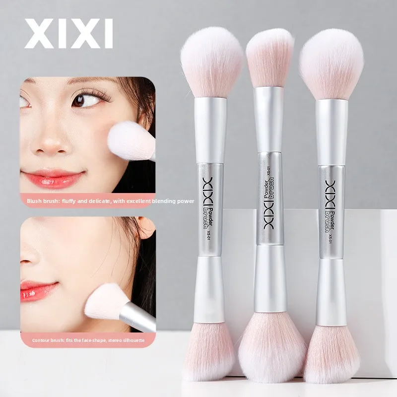 Gesichtspinsel mit zwei Enden – Puder-/Rougie-/Textmarker-/Konturpinsel, Mini-Make-up-Pinsel-Set, tragbares Reise-Kosmetikwerkzeug