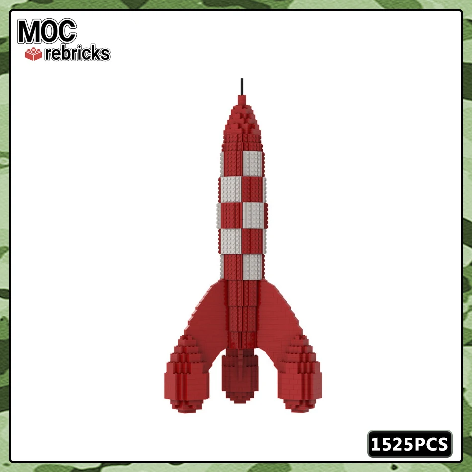 

MOC Famous Cartoon Series The Boy's Adventure Moon Landing Nuclear Rocket Building Block Model DIY Toys Hobbies Holiday Gift