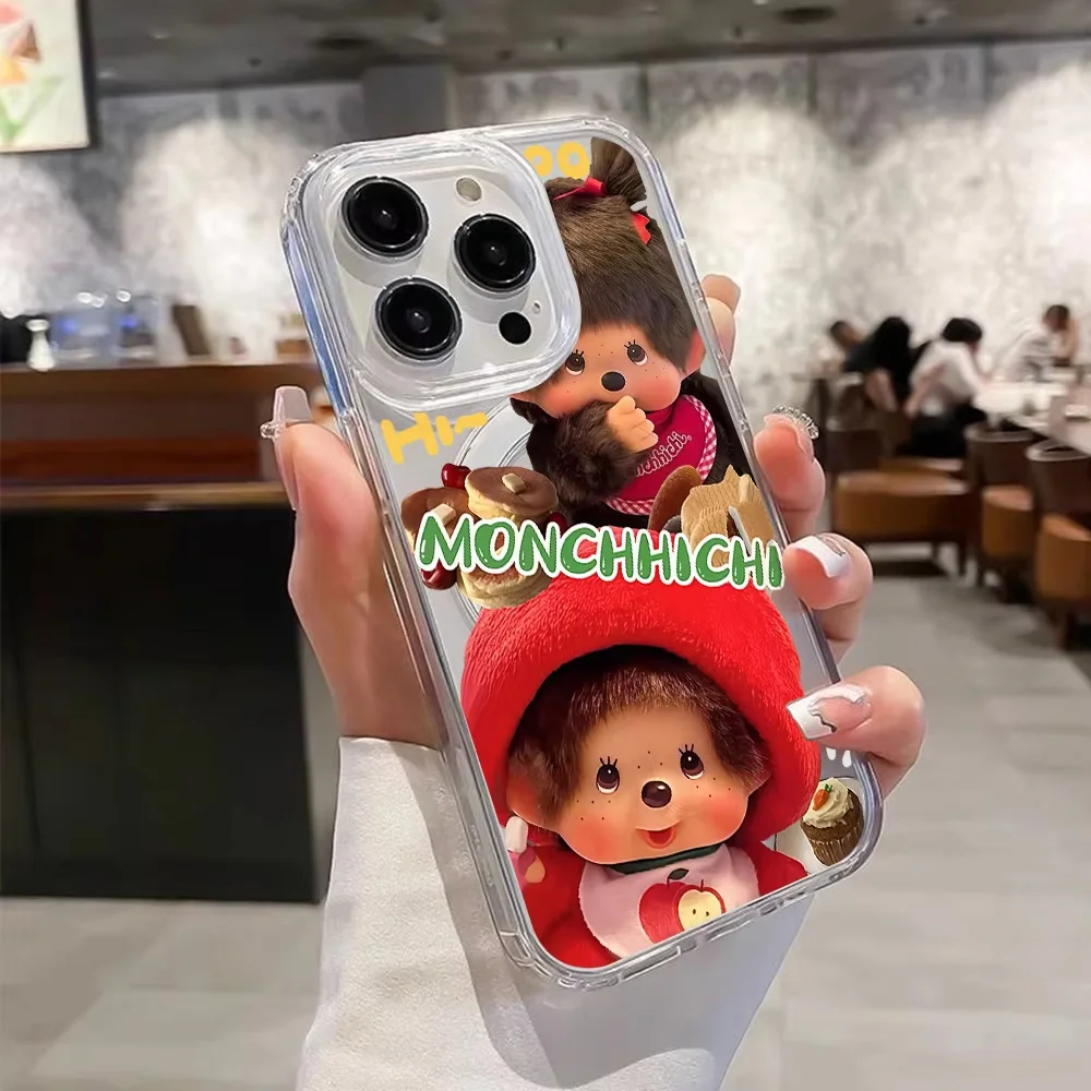 Korean Cartoon Cute M-Monchhichi For Magsafe Magnetic Phone Case For iPhone 17 Air 16e 16 Pro Max 15 14 Plus 13 12 11 Back Cover view 5