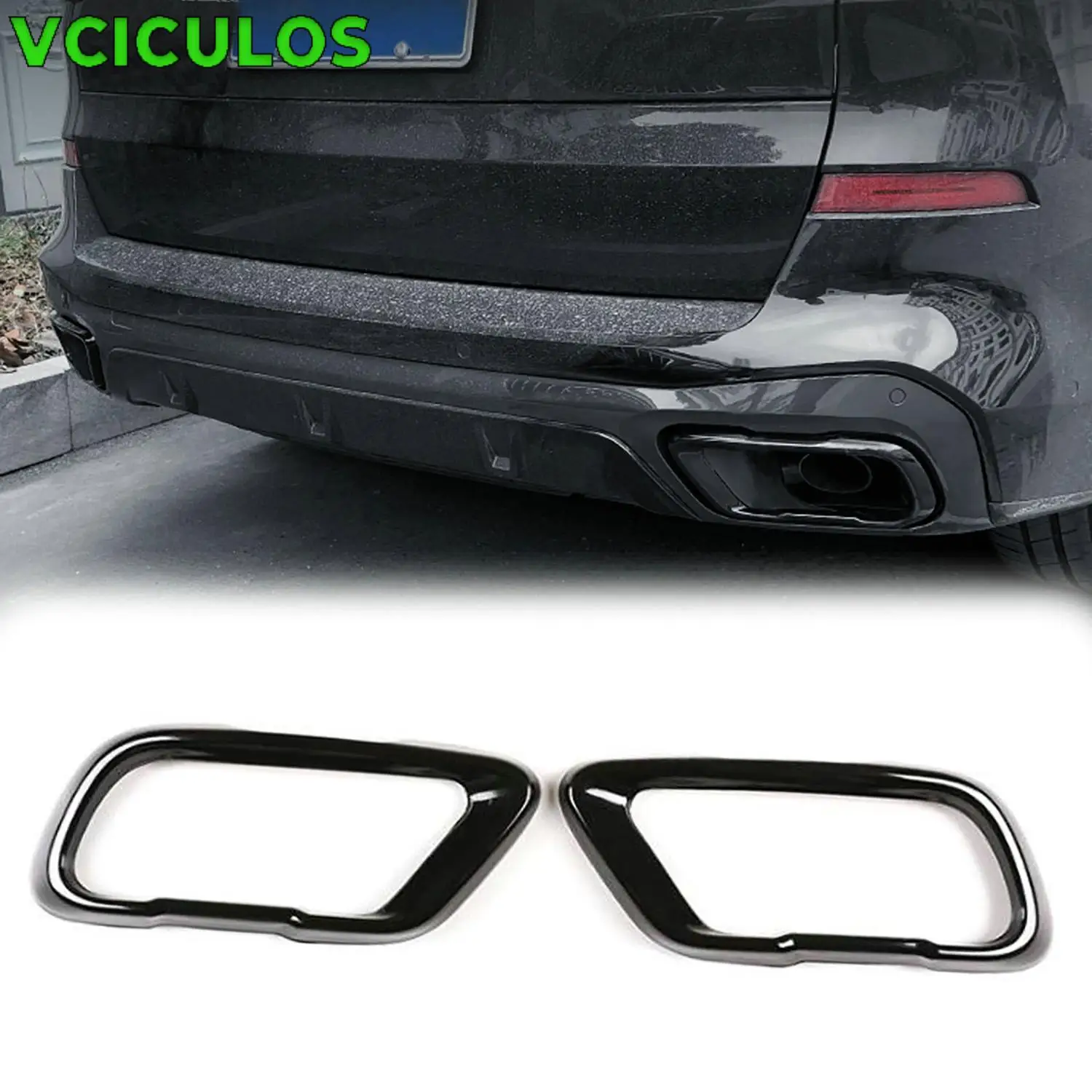 

2 шт. черные глушители, крышка выхлопной трубы для BMW X5 G05 X6 G06 X7 2019-2023, автомобильные аксессуары для двигателя 2019-2023 гг., замена детали